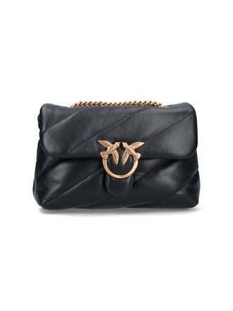 Pinko Quilted Nappa Leather Shoulder Bag With Love Birds Buckle