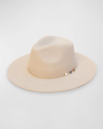 Van Palma Angele Merino Wool Fedora With Embellished Chain