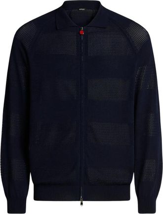 Kiton Bomberjack met Lange Mouwen en Rits - Heren - Zomerjassen - Blauw - M - Katoen - Jassen