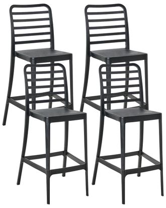 Beliani Conjunto de 4 sillas de bar 2 en 1 material sint&eacute;tico negro