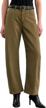 Nili Lotan Tribeca Straight Barrel Leg Pants In Military Green