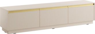 Vente-Unique Mueble de TV flotante o de pie con 3 puertas de MDF - Beige y dorado - POSINIA de Pascal MORABITO