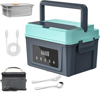 Generic Bo&icirc;te &agrave; D&eacute;jeuner Chauffante Sans Fil, Bo&icirc;tes &agrave; D&eacute;jeuner Chauffantes Rechargeables De 1500 Ml Avec &eacute;cran Daffichage Led Et 18 000 Mah, R&eacute;servation/chau