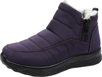 Generic Snow Boots Womens Outdoor Fur Lining Winter Shoes Waterproof Warm Hiking Booties Cold Weather Anti Slip Lightweight Ankle Bootie Ladies Slip On Boots 