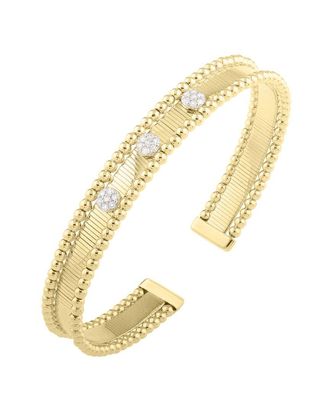 Italian Gold, Inc 14K Two-Tone Italian Gold Beaded Edge Cuff Bracelet