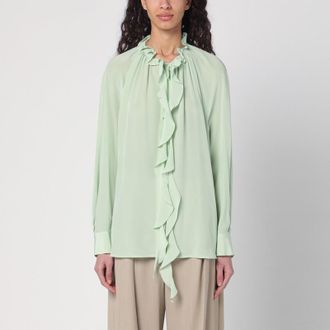 Victoria Beckham Light green shirt with ruffles