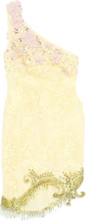 Georges Hobeika floral-embellished one-shoulder mini dress - Green