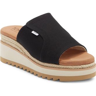 Toms Naia Platform Wedge Espadrille Slide Sandal in Black at Nordstrom Rack, Size 8.5