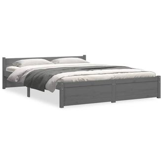 Berkfield Home Bed Frame Grey Solid Wood 135x190 cm Double