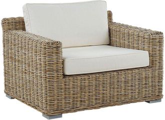 Beliani Beliani - Modern Rattan Garden Armchair Wicker Chair with White Cushions Ardea