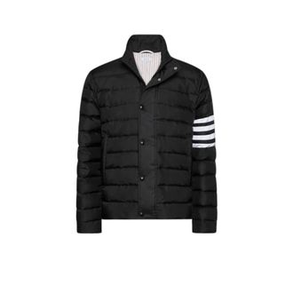 Thom Browne 4 Bar Jas in Glanzend Ripstop - Heren - Gewatteerde jassen - Zwart - L - Leer - Jassen