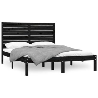 Berkfield Home Bed Frame Black Solid Wood 150x200 cm King Size