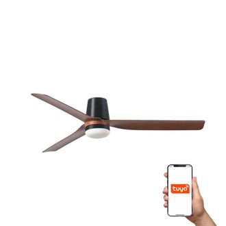 Netlighting Punt Tub 130cm Smart LED Ceiling Fan Black Dark Wood Blades