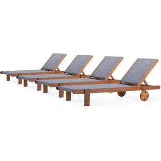 Habitat et Jardin Habitat Et Jardin - Sdraio in legno esotico Sa&iuml;gon - Maple - Grigio - Set di 4