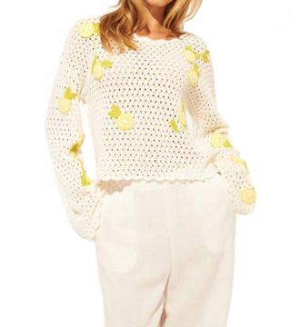 John & Jenn Orlando Embroidered Sweater In Limoncello