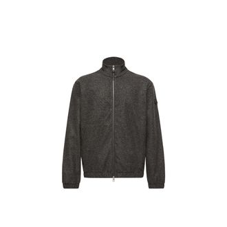 Moncler Moncler Leather Logo Zip-up Cardigan, Men, Grey, Size: 3xl