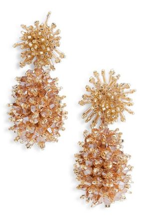 Oscar De La Renta Beaded Drop Earrings in Champagne at Nordstrom
