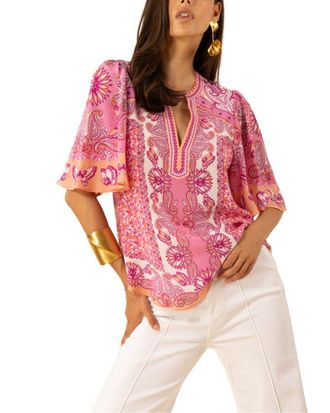 Hale Bob Hale Bob Novah Short Sleeve Jersey Silk Top