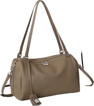 Generic Compatible For Simple Genuine Leather Soft Commuter Shoulder Bag niche design handbag armpit(Dark Khaki)