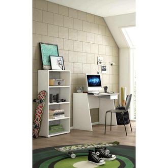 Dmora Dmora - Estante Para Libros Giacinto, Biblioteca Con 3 Estantes Ajustables, Estante Para Libros, Unidad De Pared Con Estantes, 100% Made In Italy, Cm 