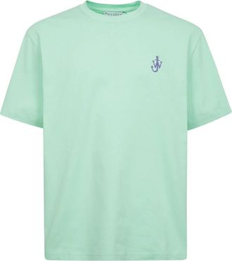 J.W.Anderson T-shirt met korte mouwen en geborduurd logo - Heren - T-shirts - Groen - S - Katoen - Tops