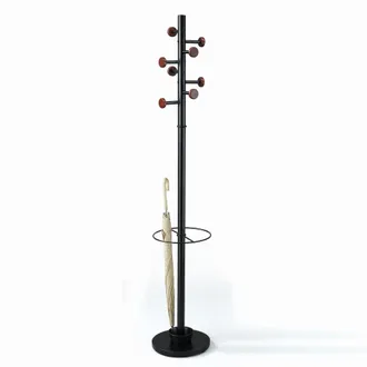 Oresteluchetta Perchero parag&uuml;ero acero negro y nogal &oslash;30,5 h173 cm