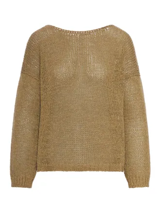 Roberto Collina OPENWORK SWEATER WITH DROPPED SHOULDERS IN COTTON BLEND - Roberto Collina - Woman