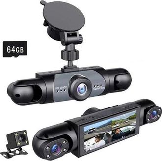 OEM C&aacute;mara Para Salpicadero Con 4 Lentes, 4k 360&deg;, Funci&oacute;n De Grabaci&oacute;n Frontal Y Trasera/interior Con Visi&oacute;n Nocturna, Tarjeta Gr&aacute;fica De 64 Gb