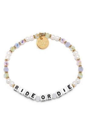 Little Words Project Ride or Die Beaded Stretch Bracelet in White at Nordstrom, Size Small