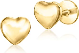 RS Pure by Ross-Simons 14kt Yellow Gold Heart Flat-Back Stud Earrings
