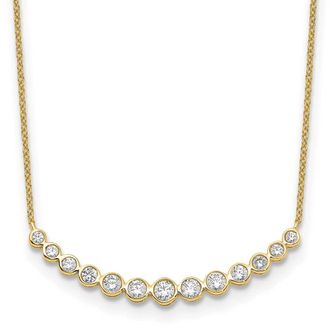 Diamond2Deal 14K Gold 3/4 Ct Lab Grown Diamond Graduated Curved Bar Necklace 18
