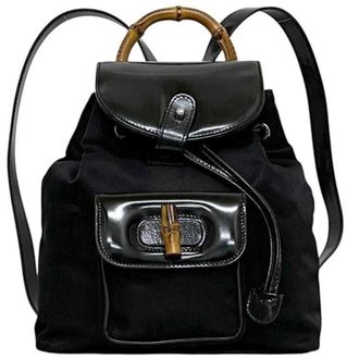 Gucci Black Nylon Leather Backpack (Pre-Owned)