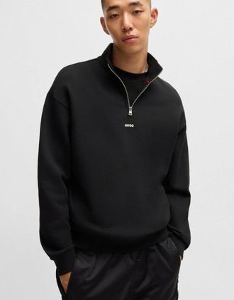 HUGO BOSS Mens HUGO Durty244 Mens 1/4 Zip Sweatshirt - Black 001 - Size: 38