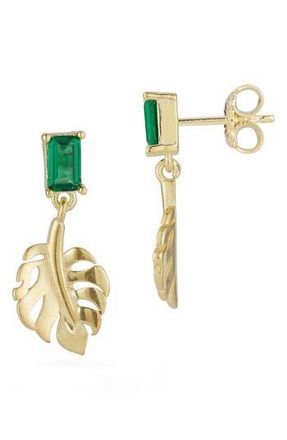 Sphera Milano Cubic Zirconia Leaf Drop Earrings in Gold at Nordstrom Rack
