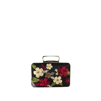 Anna Cecere Clutch in raso rivestita in pizzo con ricami floreali - - Bags - Donna - Multicolore - ONE SIZE