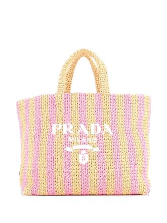 Prada Logo Raffia Large tote bag - Rosa