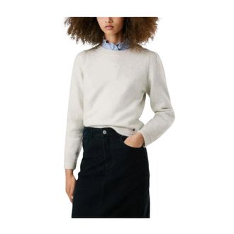 Pepe Jeans London Beige Trui met Lange Mouwen - Dames - Ronde hals truien - Wit - M - Truien & Vesten