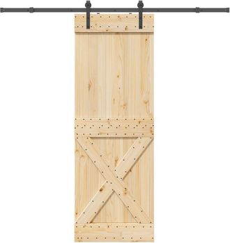 vidaXL Puerta Corredera Con Herrajes Madera Maciza De Pino 80x210 Cm Vidaxl