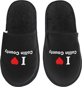 Generic Slippers I Love Collin County Fluffy Slippers Plush Unisex House Slipper For Indoor Bedroom Guest M