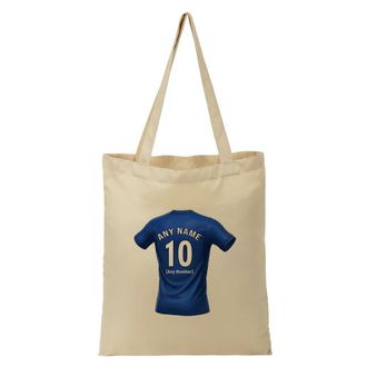 Unigift Personalised Gift - Small Heath Fan Tote Shopping Bag (Royal Blue Football Jersey Design) Custom Name - Bordesley B9 Club