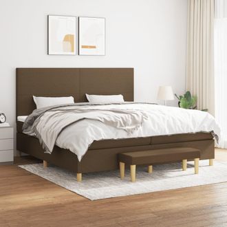 vidaXL Vidaxl - Cama Box Spring Con Colch&oacute;n Tela Marr&oacute;n Oscuro 200x200 Cm