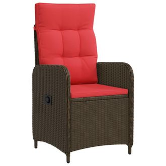 vidaXL Silla De Jard&iacute;n Reclinable Marr&oacute;n Y Rojo Vidaxl