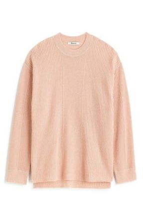 Madewell Crewneck Alpaca Blend Rib Sweater in Heather Pale Blush at Nordstrom Rack, Size Xx-Large