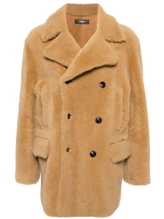 Amiri double-breasted shearling coat - Brown
