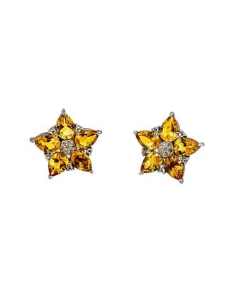 Arthur Marder Fine Jewelry Silver 0.42 Ct. Tw. Diamond & Citrine Earrings
