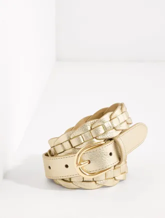 Talbots Braided Metallic Leather Chain Link - Gold - Medium Talbots