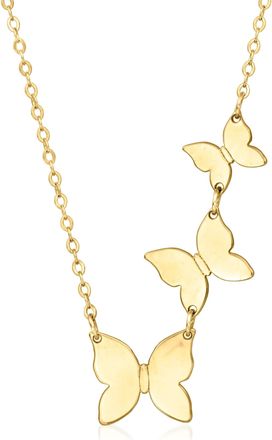 Ross-Simons Italian 14kt Yellow Gold Butterfly Trio Necklace