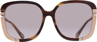 Chlo&eacute; Brown Square Ladies Sunglasses CH0106SA 006 59