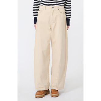 Max Mara Wide Leg Cotton Pants in Ivory at Nordstrom, Size 10