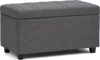 Simpli Home Darcy 33in Contemporary Rectangle Storage Ottoman Bench